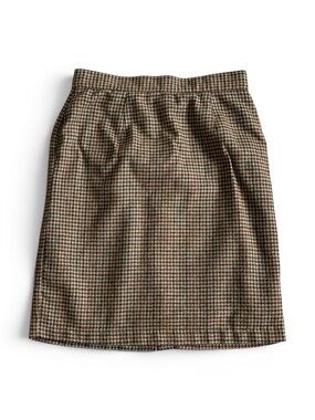 Vintage Tina Hagen Brown Houndstooth Wool Pencil Skirt